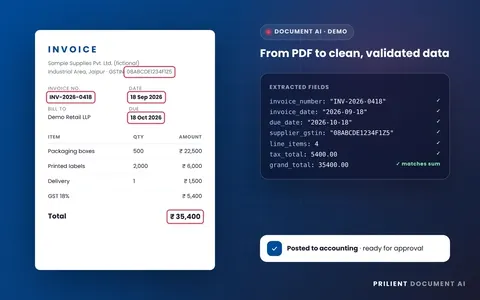 Fields pulled from an invoice and validated.