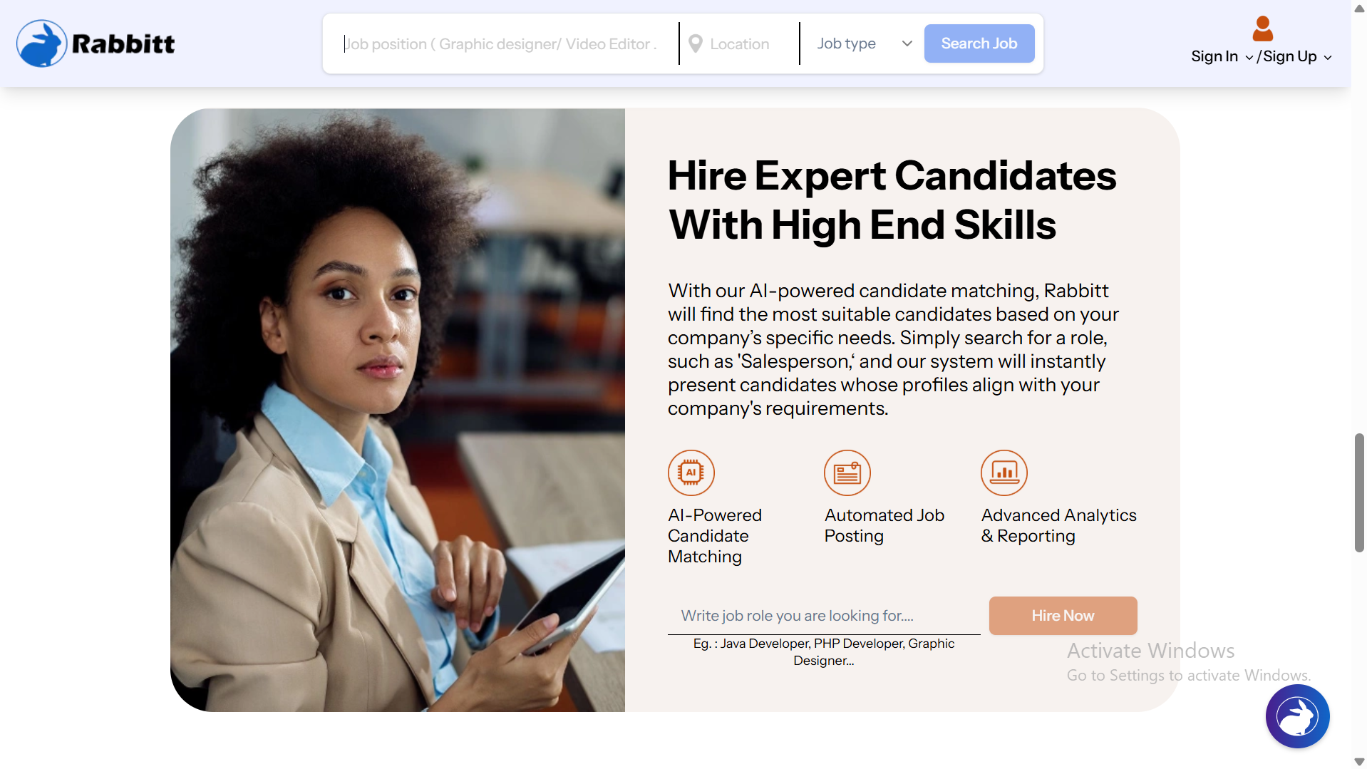 Rabbitt: Job Portal Website Development